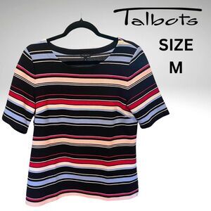 Talbots Women's Striped Top - Black, Red, Blue
